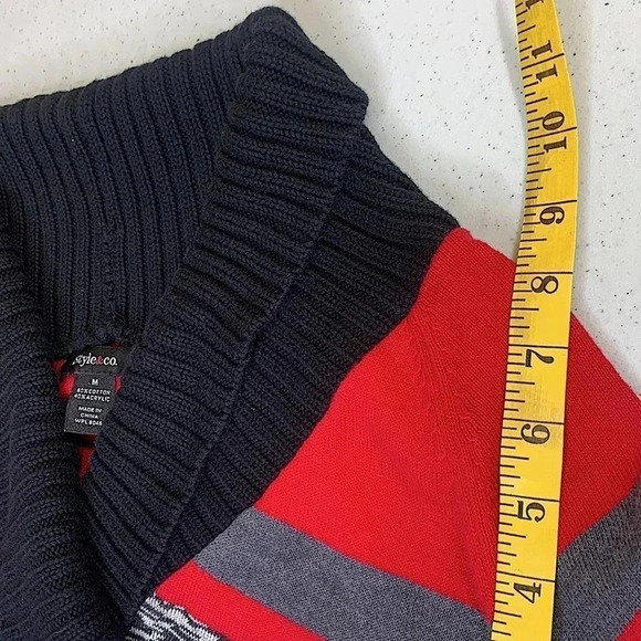 STYLE & CO Wrapped Knit Tunic Sweater Women Size M Striped Pullover Laced Up - Picture 8 of 12